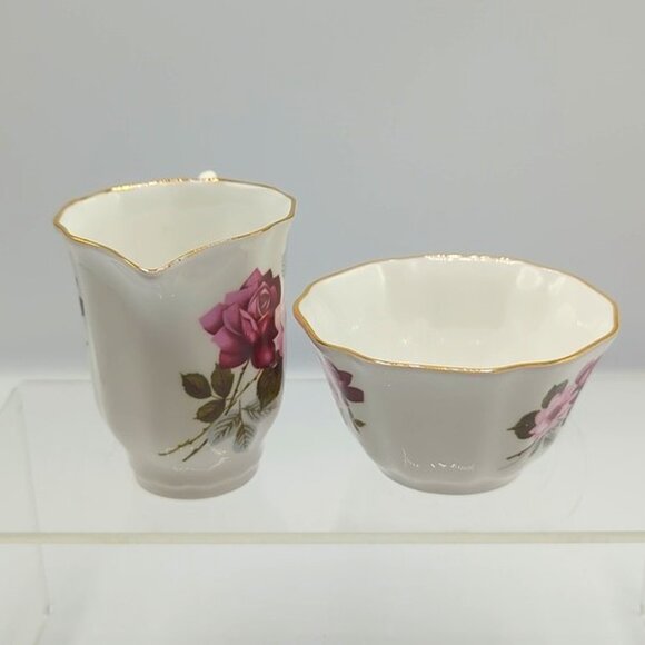 Royal Grafton Creamer & Sugar Bowl Fine Bone China Gold Trim Pink Florals - Picture 4 of 8